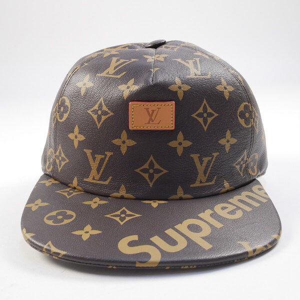 人気話題コラボ！シュプリーム×ルイヴィトン コピー 5-Panel Hat モノグラム柄レザーキャップ 茶 Size【フリー】【スーパーコピー】