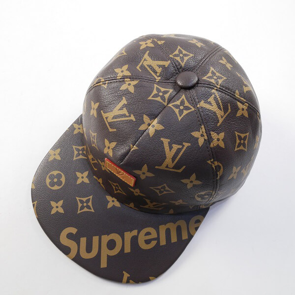 人気話題コラボ！シュプリーム×ルイヴィトン コピー 5-Panel Hat モノグラム柄レザーキャップ 茶 Size【フリー】【スーパーコピー】