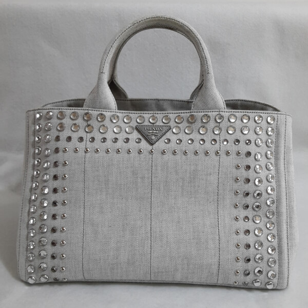 PRADAプラダスーパーコピー ♪[EMS配送]2wayクリスタルスタッズデニムト−ト[М]BIANCO B2642O