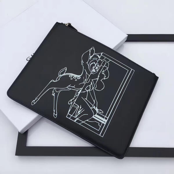 2017新作 GIVENCHY ジバンシィスーパーコピー ブラック レザー バンビ クラッチバッグ BB05117012.052