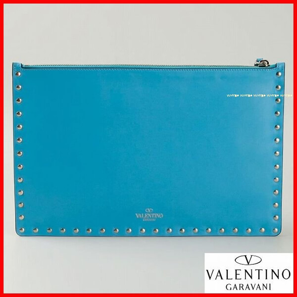 2018新作 【ヴァレンティノ ヴァレンティノスーパーコピー】RockstudクラッチバッグＬ Blue