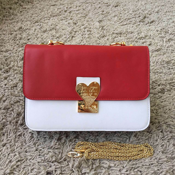 2018新作 セレブ愛用者多数☆ヴァレンティノ ヴァレンティノスーパーコピー☆ Red/White LAmour Leather Shoulder Bag
