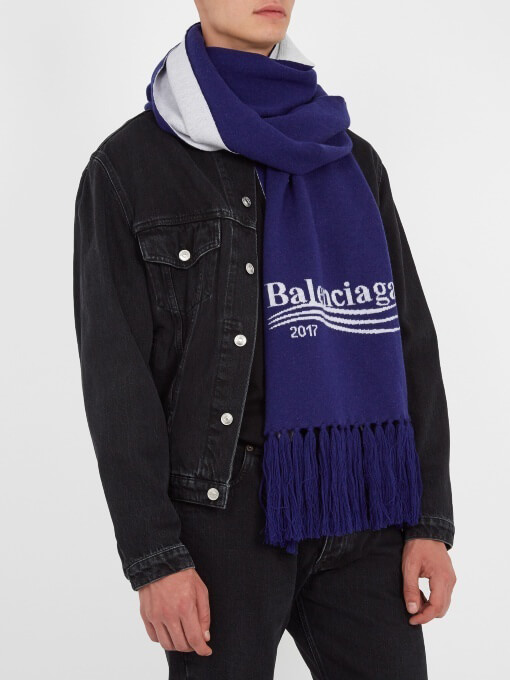 2018新作人気 バレンシアガスーパーコピー【バレンシアガ】Logo-intarsia wool-blend scarf