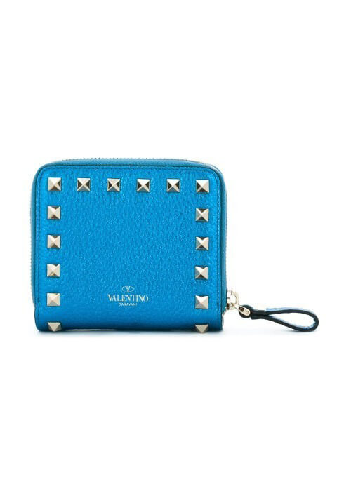 2018-19AW 【ヴァレンティノ Rockstud】ヴァレンティノスーパーコピー 折財布/メタリックブルー