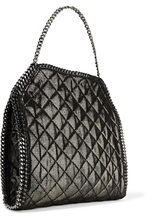 ファラベラ ミニ 偽物☆Stella McCartney ステラマッカートニースーパーコピー キルティング 黒 シャイニー