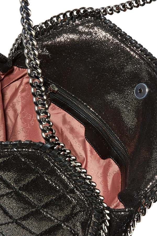 ファラベラ ミニ 偽物☆Stella McCartney ステラマッカートニースーパーコピー キルティング 黒 シャイニー