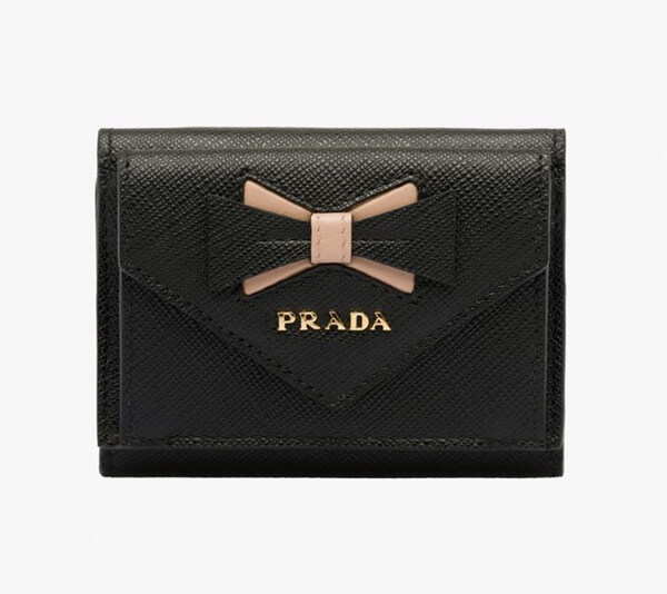 【新作】★PRADAプラダ★サフィアーノ★ボウ付 三つ折りミニ 財布♪♪ 1MH021_2B7S