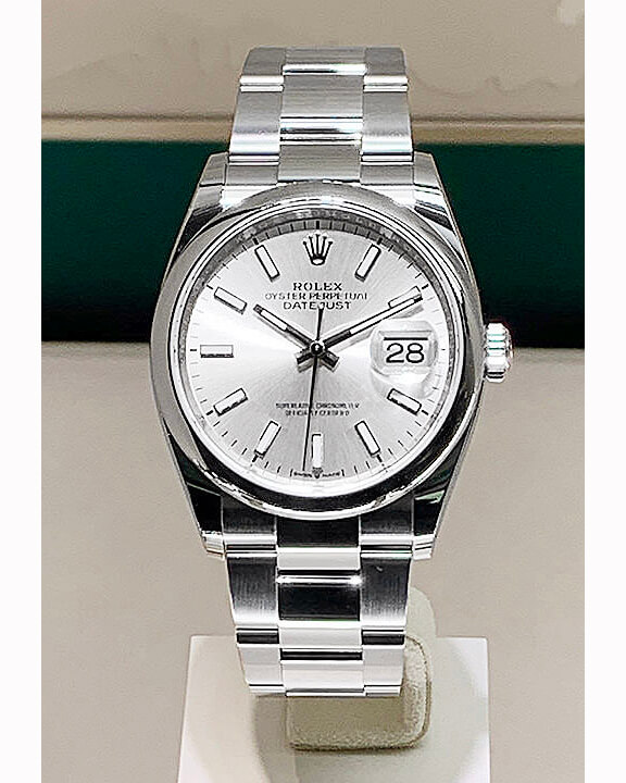 ロレックス デイトジャスト 偽物 36mm シルバー オイスターブレス ドームベゼル　126200