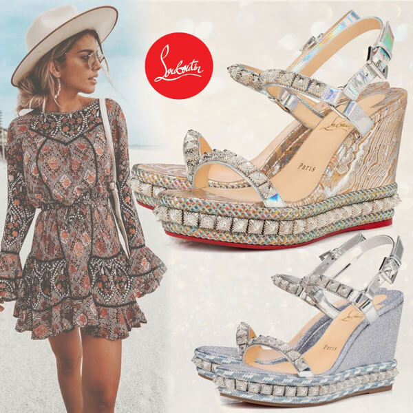 超限定♪SUMMERスタイル【Louboutin】20SS新!煌びやか☆Pira Ryad 110 mm SPECCHIO ☆ サンダル 1201440Q684