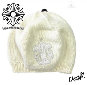 CHROME HEARTS 十白 クロムハーツ キャップ コーデ 偽物十【ニット帽/カシミア&ラムレザー】◆BSフレア#1