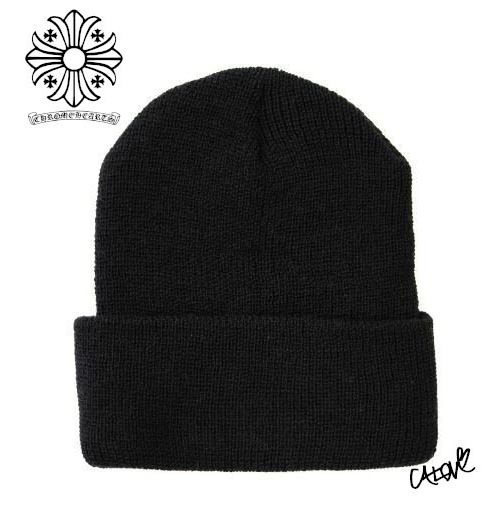 【CHROME HEARTS クロムハーツ キャップ コーデ 偽物】ニット帽 Watch Cap +Horseshoe+