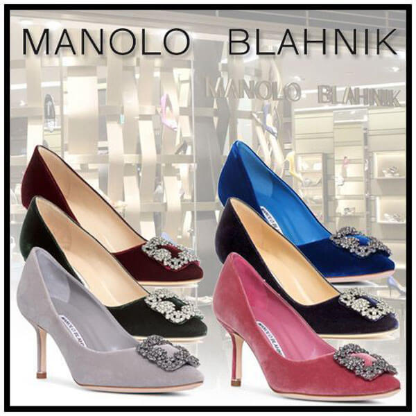 ☆マノロ☆SALE★Hangisi ベルベットパンプス 7cm