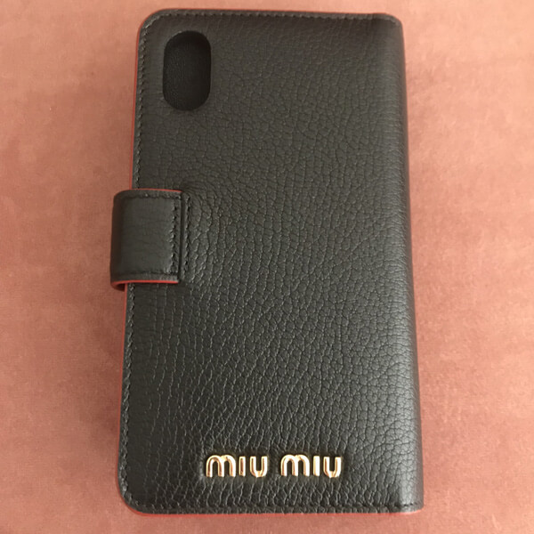 ミュウミュウ iphoneケース コピー Miu Miu 手帳タイプ iPhone X/XS対応ケース