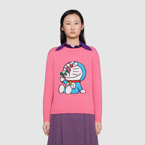 限定グッチドラえもんxグッチドラえもんのかわいいウールのセーター 桃