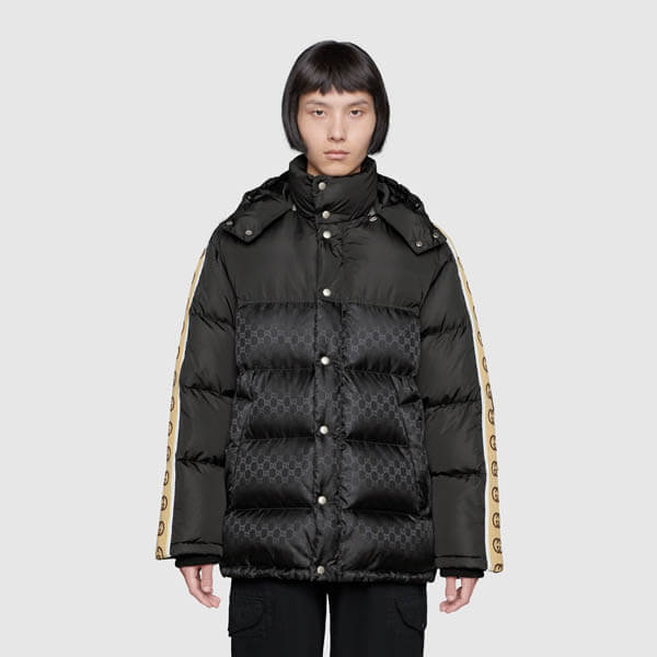 注目◇GG ジャカード Down Jacket◇グッチダウン ブラック コピー