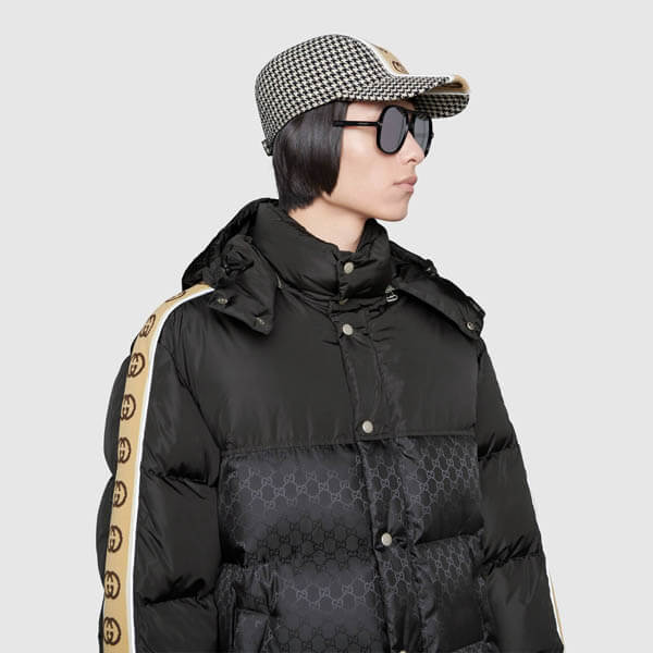注目◇GG ジャカード Down Jacket◇グッチダウン ブラック コピー