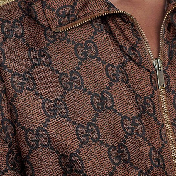 グッチ GGスプリーム プリント シルク ドレス偽物 BROWN