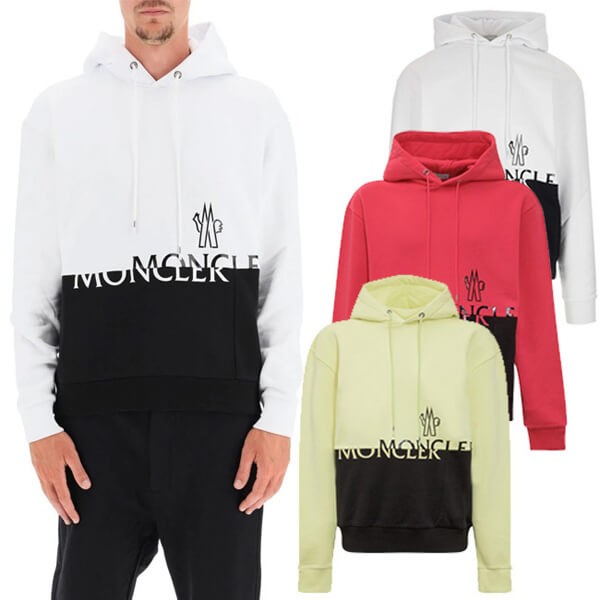 完売必至★Moncler モンクレール 偽物 スウェット ロゴ カラーブロック コットン パーカー フーディー G20918G00040899FL