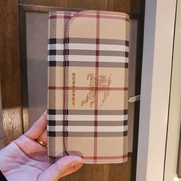 バーバリー 長財布 偽物★Harris Wallet ロゴ ハウスチェック 二つ折り 80328701