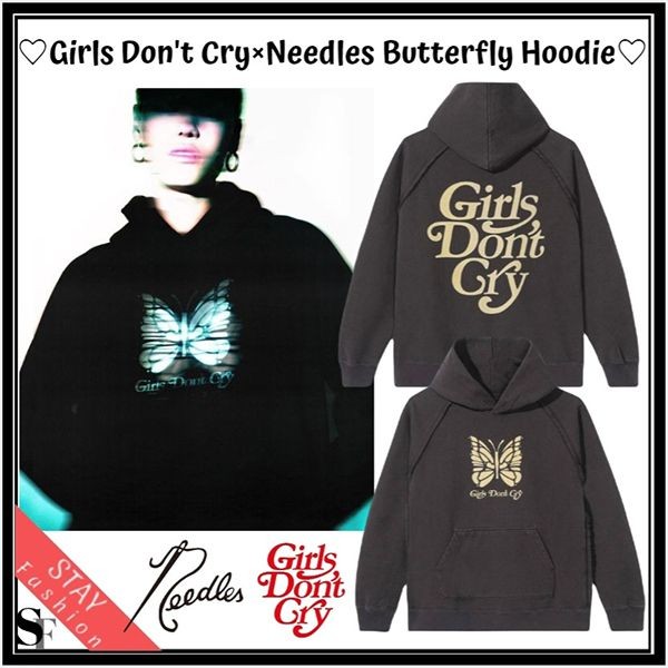 needles ガールズドントクライ 偽物 Girls Dont Cry Needles コピー コラボ BUTTERFLY Hoodie