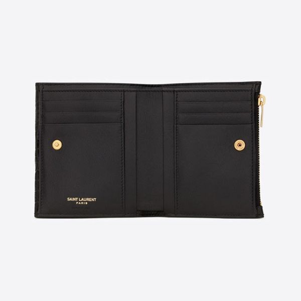 すぐ届く☆サンローラン☆レザー＆クロコダイル コンパクト財布 偽物582296DND1J1000