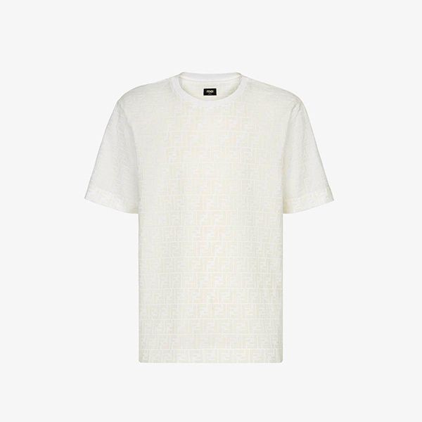 フェンディ FFフロックプリント コットンピケ Tシャツ 偽物 2色 FY0936A7D5F0ABB