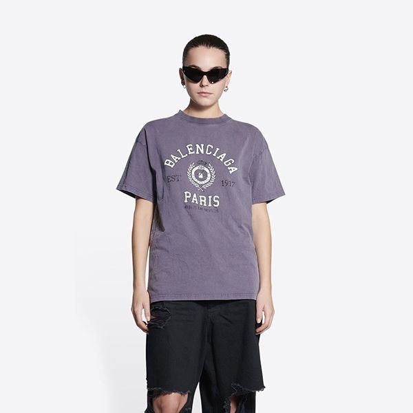 ◆バレンシアガ COLLEGE 1917 コットン Tシャツ 偽物 2色 612965TMV98616
