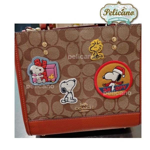 超人気☆PEANUTSコラボ限定【コーチ】ミニトートバッグ スヌーピー
