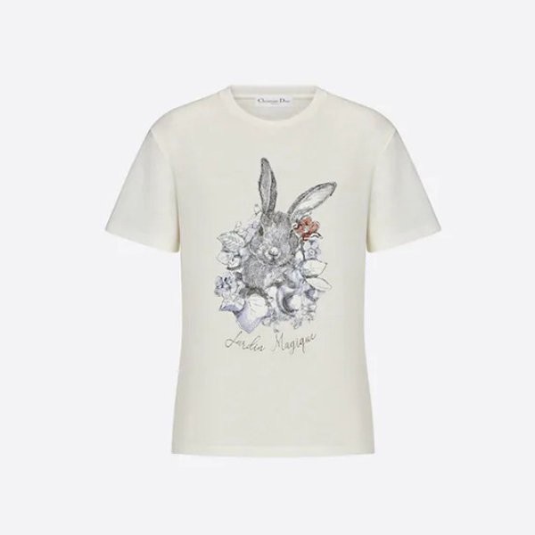 即日配送【先行販売♪】ディオール Tシャツ 偽物ディオール Jardin Magique ウサギ