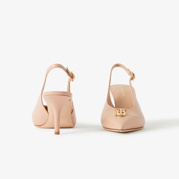 バーバリー モノグラムモチーフ レザー スリングバックパンプス 偽物 2色 80654851