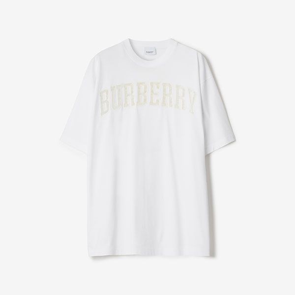 絶対に欲しいバーバリー レース ロゴ コットン オーバーサイズ Tシャツ 偽物 2色 80700051