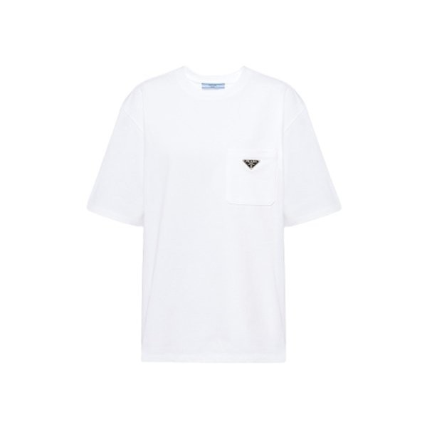 【偽物】専用 プラダ ロゴプレート コピーコットンTシャツ