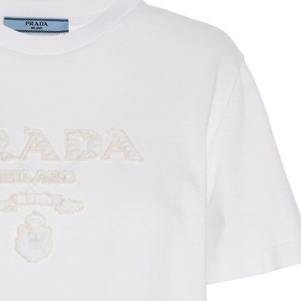 超希少！プラダ エンボス ロゴ コットン Tシャツ コピー 35838R_124R