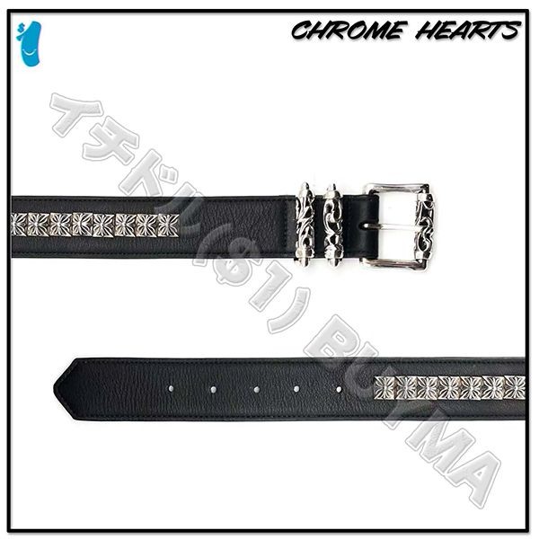 即日配送クロムハーツ コピープラススタッド レザー ベルト シルバー PLUS BELT