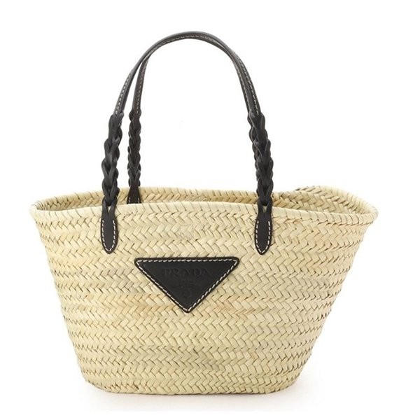 注目度抜群！プラダ かごバッグ 偽物WOVEN PALM X LEATHER トートバッグ★2色