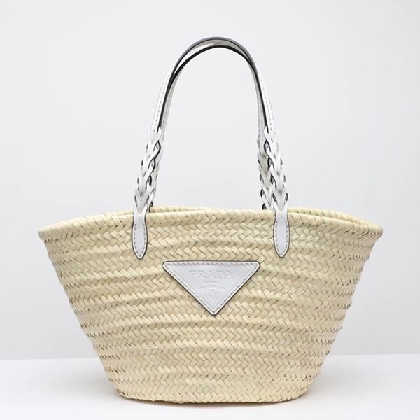 注目度抜群！プラダ かごバッグ 偽物WOVEN PALM X LEATHER トートバッグ★2色