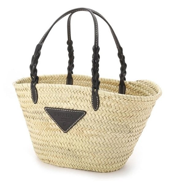 注目度抜群！プラダ かごバッグ 偽物WOVEN PALM X LEATHER トートバッグ★2色