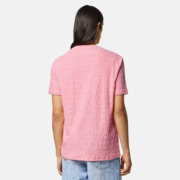 ヴェルサーチェ 偽物 オールオーバー タオル Tシャツ ロゴ 2色 1A07695