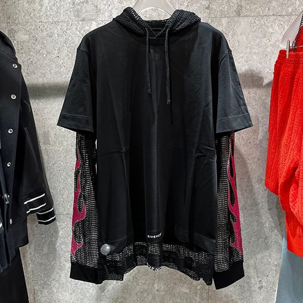 最新で絶対欲しい！ジバンシィ 偽物 メッシュ＆コットン フード付きTシャツ 2色 BM71K43YGS-001
