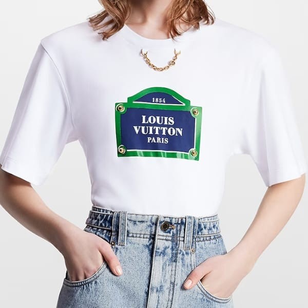完売必至！ルイヴィトン レディース Tシャツ 偽物 チェーン ホワイト 半袖 1AC3A1