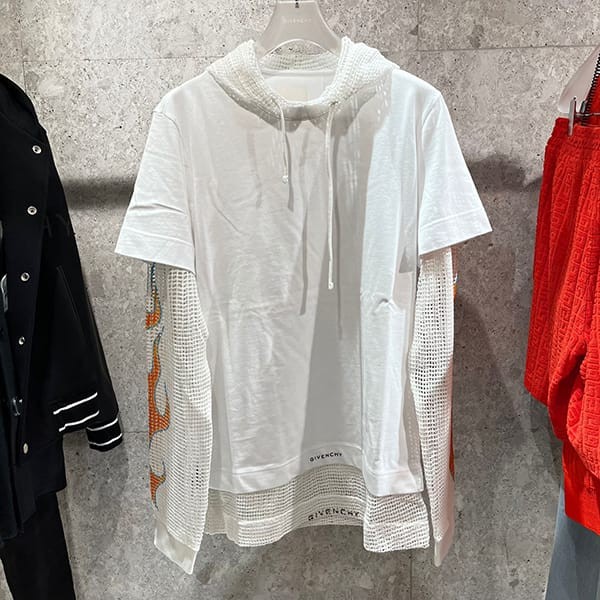 最新で絶対欲しい！ジバンシィ 偽物 メッシュ＆コットン フード付きTシャツ 2色 BM71K43YGS-001