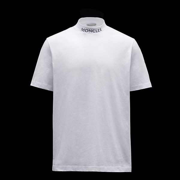モンクレール Tシャツ コピーコットンジャージ ロゴ 半袖 ハイネック