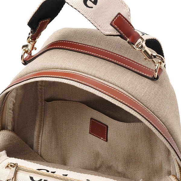 贈り物にもピッタリ★クロエ Woody 偽物 リネンキャンバス バックパック CHC23AS379L0627S