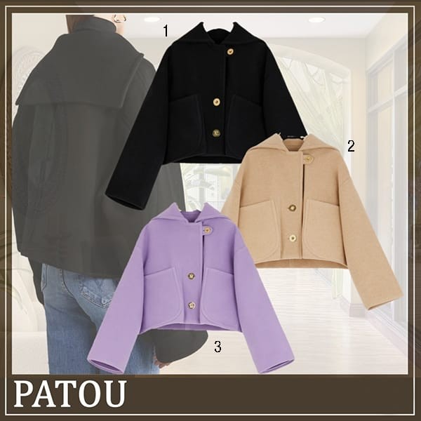 Patou 偽物 パトゥ ダブルフェイスウール クロップコート 3色