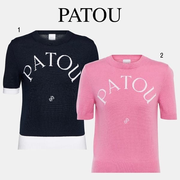 パトゥ スーパーコピー ジャガード コットン ロゴ 半袖Tシャツ 2色