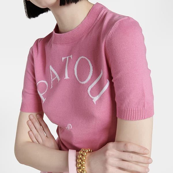 パトゥ スーパーコピー ジャガード コットン ロゴ 半袖Tシャツ 2色