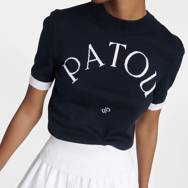 パトゥ スーパーコピー ジャガード コットン ロゴ 半袖Tシャツ 2色