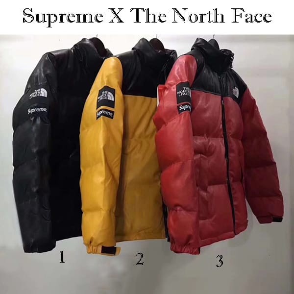 シュプリーム north face 偽物 シュプリーム ノースフェイス ダウン ヌプシ 偽物 レザーダウンジャケット 3色