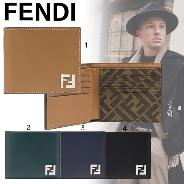 フェンディ FFスクエア コンパクト二つ折り財布 偽物 4色 7M0356AFF2F0GXN