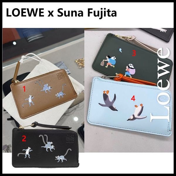 2023人気ブランド【ロエベ×Suna Fujita 偽物】コインカードホルダー サテンカーフC643Z40X44